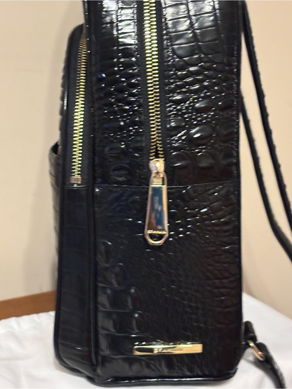 Brahmin Black Croc-Embossed Backpack - Picture 3 of 6